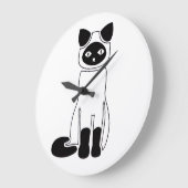 Elegant Siamese Cat Clock – Minimalist Cat Art Große Wanduhr (Winkel)