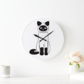 Elegant Siamese Cat Clock – Minimalist Cat Art Große Wanduhr (Zuhause)