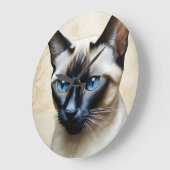 Elegant Siamese Cat Große Wanduhr (Winkel)