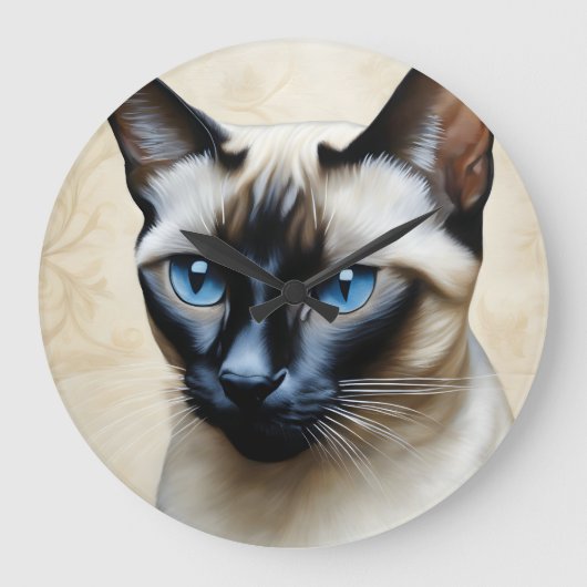 Elegant Siamese Cat Große Wanduhr (Vorderseite)