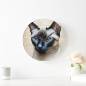 Elegant Siamese Cat Große Wanduhr (Zuhause)