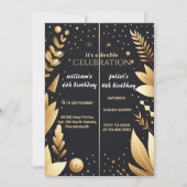 Elegant Sibling Schwarz einfache moderne Joint Geb Einladung (Vorderseite)