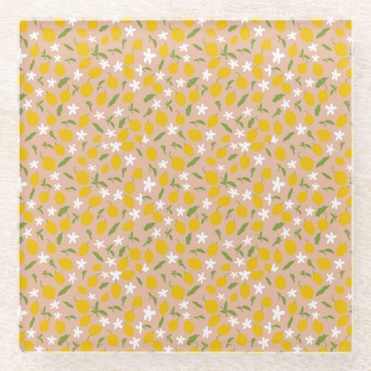 Elegant Sicilian Lemon Glass Coasters Glasuntersetzer (Vorderseite)