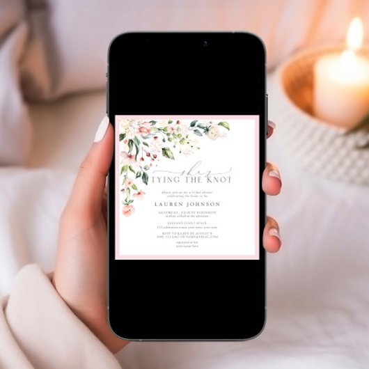 Elegant Sie bindet die Rosa-Blütendusche Einladung