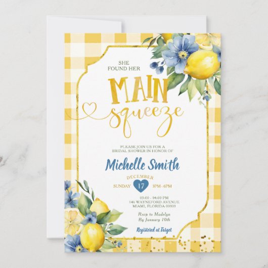 Elegant sie fand ihr Citrus Lemon Brautparty Einladung (Vorderseite)