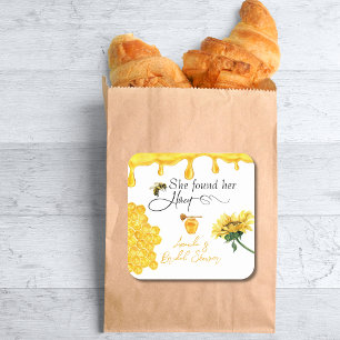 Elegant Sie fand ihre Honigbiene Brautparty Quadratischer Aufkleber
