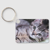 Elegant Signature Grey Modern Monogram Black Photo Schlüsselanhänger (Rückseite)