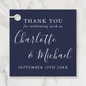Elegant Signature Navy Blue Wedding Vielen Dank Geschenkanhänger (Vorderseite)