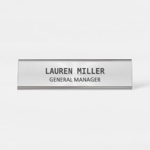 Elegant Silber anpassbar Schreibtischnamensplakette