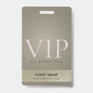 ELEGANT SILBER BLAßGOLD VIP EVENT ZUGANGS PASS AUSWEIS