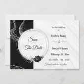 elegant silber und schwarz, floriert Save the Date (Vorderseite)