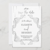 Elegant silberfarben minimalistisch Save the Date (Vorderseite)