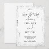 Elegant silberfarben minimalistisch Save the Date (Vorne/Hinten)