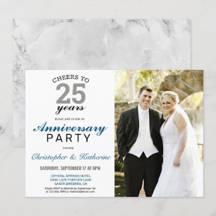 Elegant Silberne 25. Hochzeitstag-Feier Einladung