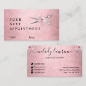 Elegant-Silberrosa-Goldschere Terminkarte (Vorne/Hinten)