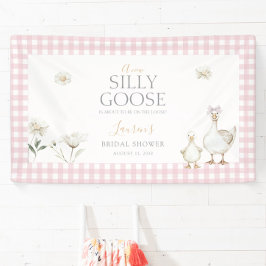 Elegant Silly Goose Whimsical Pink Bow Baby Shower Banner