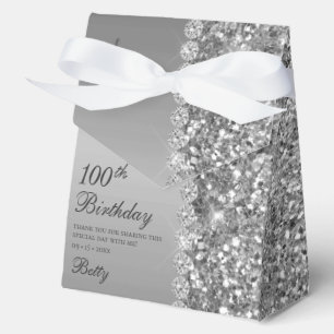 Elegant Silver 100. Geburtstag Geschenkschachtel