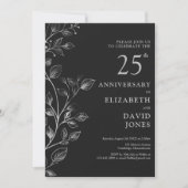 Elegant Silver 25. Hochzeitstag Einladung (Vorderseite)