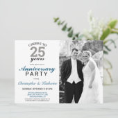 Elegant Silver 25. Hochzeitstag Einladung (Stehend Vorderseite)
