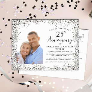Elegant Silver 25. Hochzeitstag Einladungspostkarte