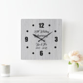 Elegant Silver 25th Silver Wedding Annivers Quadratische Wanduhr (Zuhause)