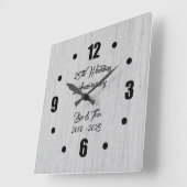 Elegant Silver 25th Silver Wedding Annivers Quadratische Wanduhr (Winkel)