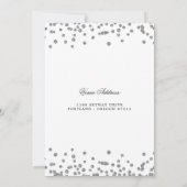 Elegant Silver 50 Geburtstag Rett Datum Confetti Einladung (Rückseite)