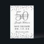 Elegant Silver 50 Geburtstag Rett Datum Confetti Einladung<br><div class="desc">Elegantes "50th Birthday Party" Design mit Imitats Glitzer Konfetti und Details Text. Einfach zu bedienen und leicht zu personalisieren. Bestelle noch heute!</div>