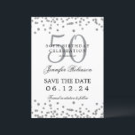 Elegant Silver 50 Geburtstag Rett Datum Confetti Einladung<br><div class="desc">Elegantes "50th Birthday Party" Design mit Imitats Glitzer Konfetti und Details Text. Einfach zu bedienen und leicht zu personalisieren. Bestelle noch heute!</div>