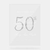 Elegant Silver 50. Geburtstagsparty Willkommen Acrylschild (Vorderseite)