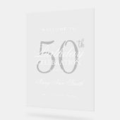 Elegant Silver 50. Geburtstagsparty Willkommen Acrylschild (Winkel)