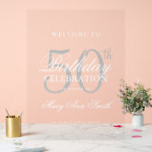 Elegant Silver 50. Geburtstagsparty Willkommen Acrylschild (Hochzeit)