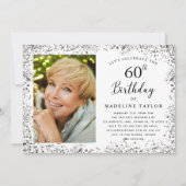 Elegant Silver 60. Geburtstag Einladung (Vorderseite)
