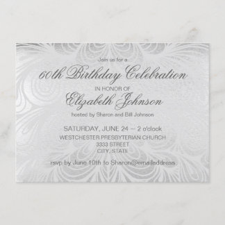 Elegant Silver 60. Geburtstag Einladung