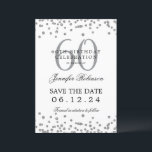 Elegant Silver 60. Geburtstag Rett Date Confetti Einladung<br><div class="desc">Elegantes "60th Birthday Party" Design mit Imitats Glitzer Konfetti und Details Text. Einfach zu bedienen und leicht zu personalisieren. Bestelle noch heute!</div>