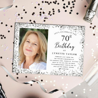 Elegant Silver 70. Geburtstag Einladung