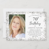 Elegant Silver 70. Geburtstag Einladung (Vorderseite)