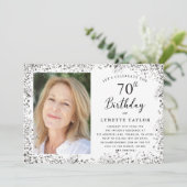 Elegant Silver 70. Geburtstag Einladung (Stehend Vorderseite)