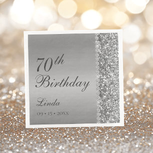Elegant Silver 70. Geburtstag Serviette