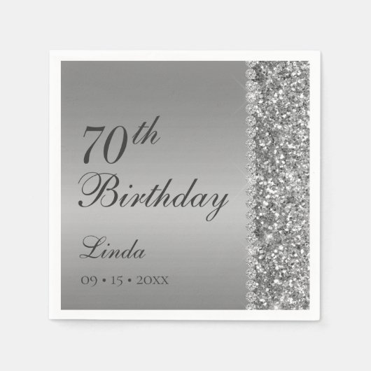 Elegant Silver 70. Geburtstag Serviette (Vorderseite)