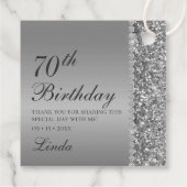 Elegant Silver 70. Geburtstag Vielen Dank Geschenkanhänger (Rückseite)