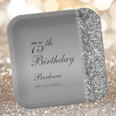 Elegant Silver 75. Geburtstag Pappteller