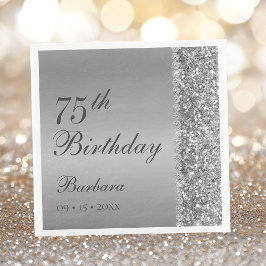 Elegant Silver 75. Geburtstag Serviette