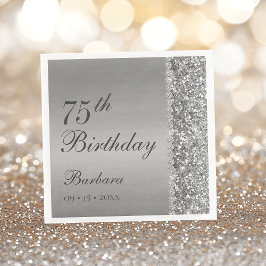 Elegant Silver 75. Geburtstag Serviette