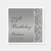 Elegant Silver 75. Geburtstag Serviette (Vorderseite)