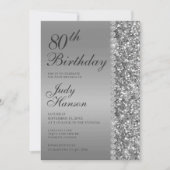 Elegant Silver 80. Geburtstag Einladung (Vorderseite)