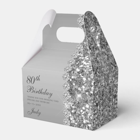 Elegant Silver 80. Geburtstag Geschenkschachtel (Vorderseite)