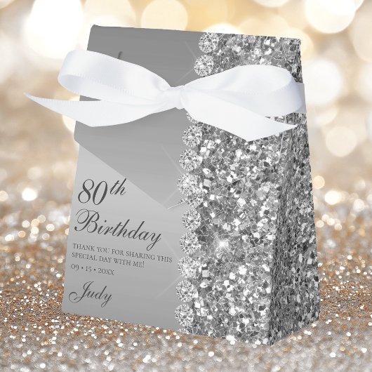 Elegant Silver 80. Geburtstag Geschenkschachtel