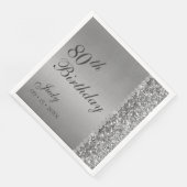 Elegant Silver 80. Geburtstag Serviette (Ecke)