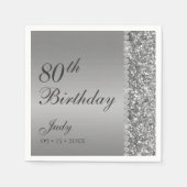 Elegant Silver 80. Geburtstag Serviette (Vorderseite)